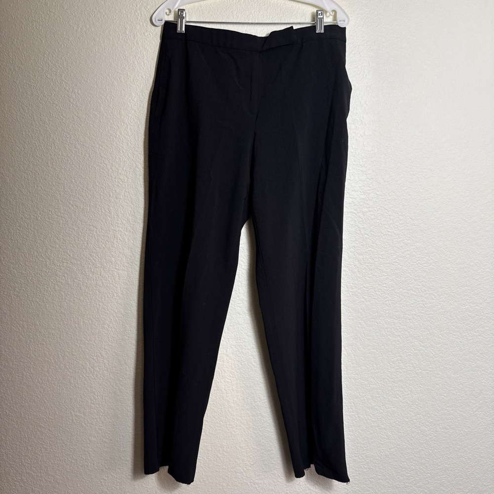DKNY Dress Pants 14 Black Wool Rayon‎ Blend Trouser Slacks Stretch Work Office